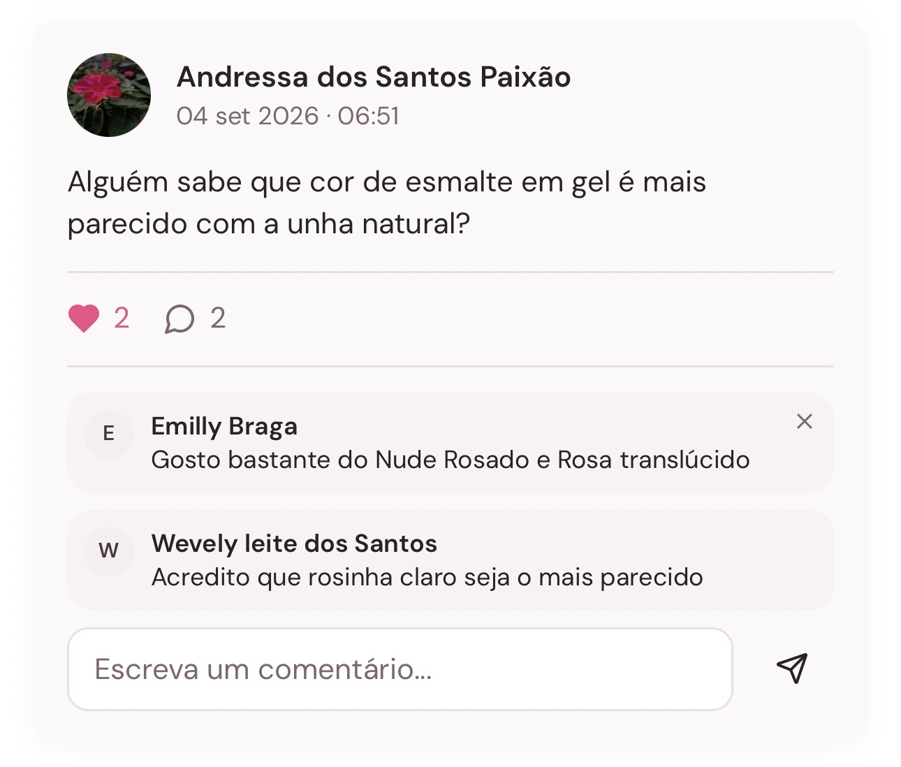 Publicação real da comunidade, prévia 6 de 9